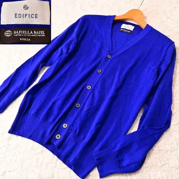X3 사이즈 44 EDIFICE 에디피스 파랑 울 니트 가디건