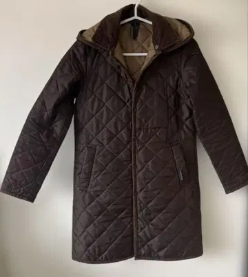 라벤햄/LAVENHAM 퀼팅 자켓 후드 부착 브라운 36