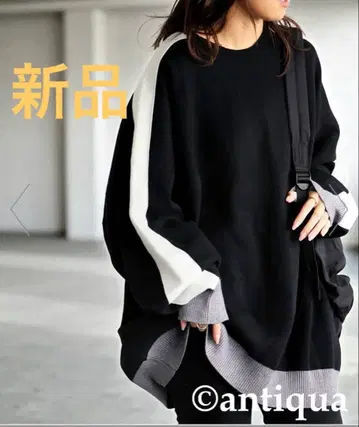 [새상품] antiqua 안티카 배색 라인 니트