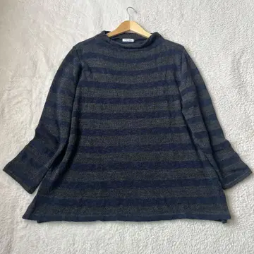 Plantation 니트 스웨터 알파카 혼방 보더 보틀넥 25AW