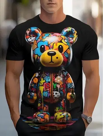 [ 4L ] 그래픽 T셔츠 컬러풀 곰