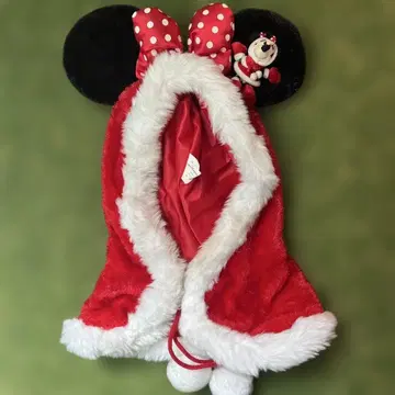 미니 마우스 귀 달린 빨간색 플리스 케이프 팬캡