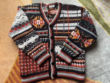 브라운 계열 멀티 컬러 패턴 니트 M