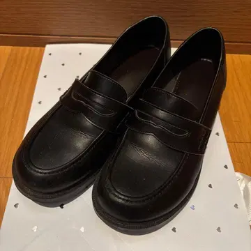 블랙 로퍼 통학 신발 합성 피혁 23.5