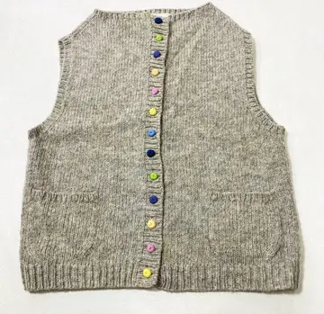 Estelle PERU KNIT 페루 니트 보틀넥 컬러풀 버튼 베스트