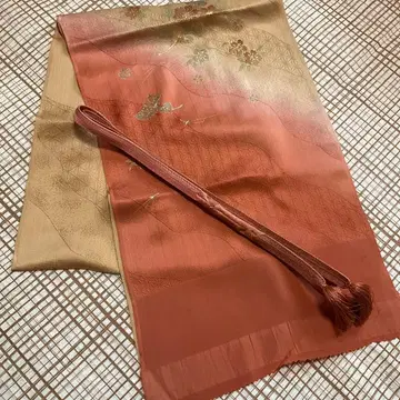 [ 새상품급 ] 오비 장식 천 허리띠 세트 황토색 그라데