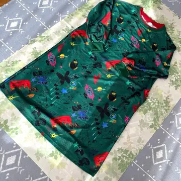 스칼라 그린&레드 계열 긴팔 원피스 넉넉한 M~프리 사이즈