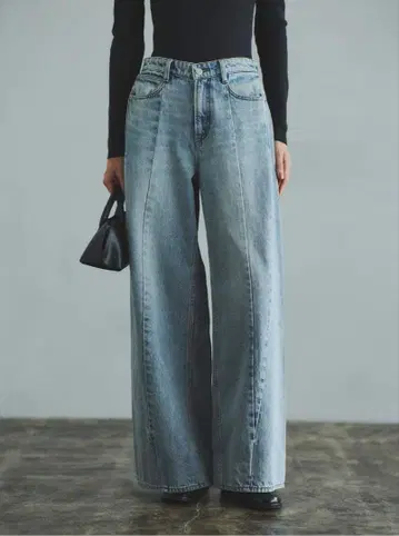 사이드 턱 캐주얼 와이드 데님 사이즈 1