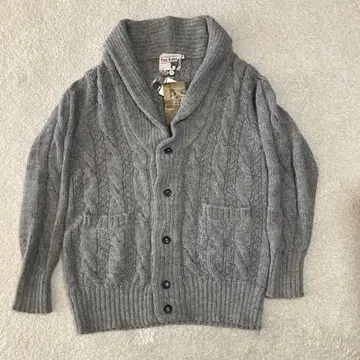 미사용품 알파카 100% 숄카라 케이블 가디건 앞 버튼