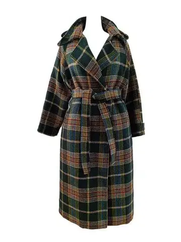 [ ABITOKYO ] 아비토쿄 백 슬릿 체크 무늬 롱 체스터 코트