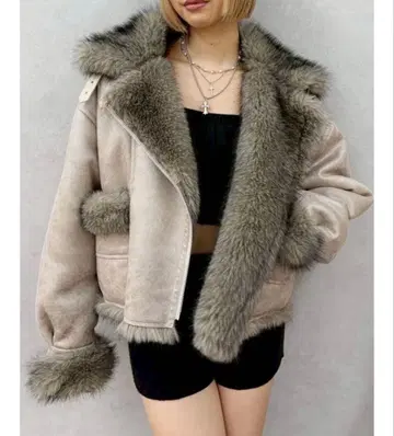 EVRIS 리버서블 인조 모피 블루종