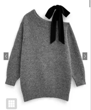 원숄더 벨로아 리본 니트 미니 원피스 [dr796]