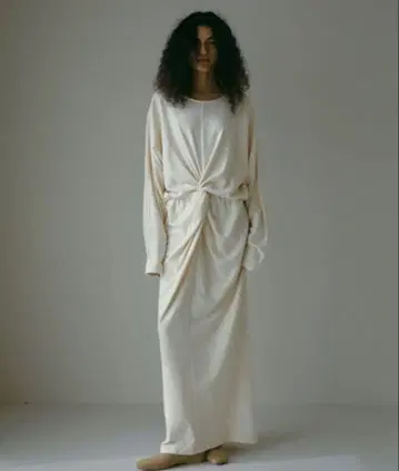 ETRE TOKYO 허리 드레이프 롱 원피스