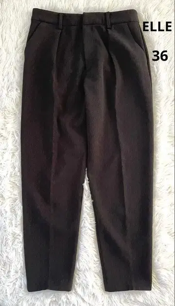 [ELLE] 자카드 테이퍼드 팬츠 블랙 36