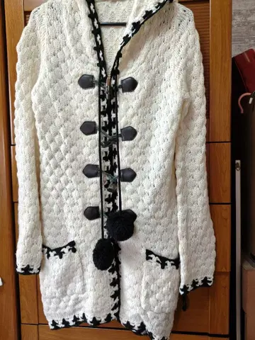 LODISPOTTO 로디스포토 바이컬러 더플 코트 스타일 롱 니트 가디건