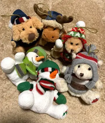 [ 새상품급 ] 크리스마스 봉제 인형 6체 세트 오너먼트