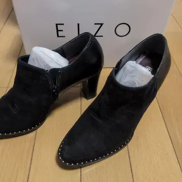 EIZO 블랙 스웨이드 가죽 지퍼 부티