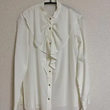 allureville 프릴 달린 긴팔 셔츠 화이트