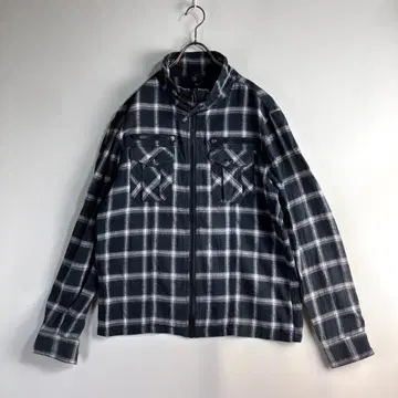 00s10s y2k 옴브레 체크 자켓 블루종 워크 라이더스