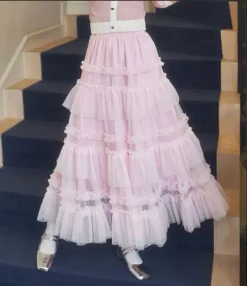 티어드 샤샤 스커트 핑크