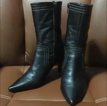 VERA GOMMA 하프 부츠 천연 가죽 블랙 35