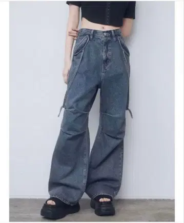 EMODA 더블 벨트 루즈 청바지 S 사이즈