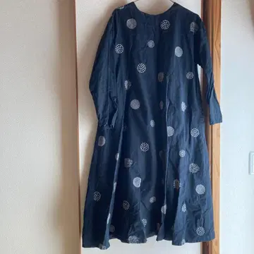 자수 네이비 긴팔 원피스 M-L