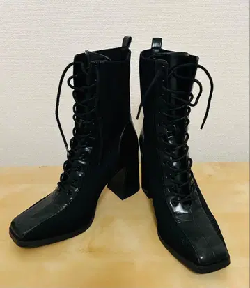 리엔다 레이스업 니트 숏부츠