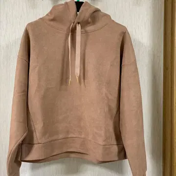 핑크 베이지 후드 부착 후드티