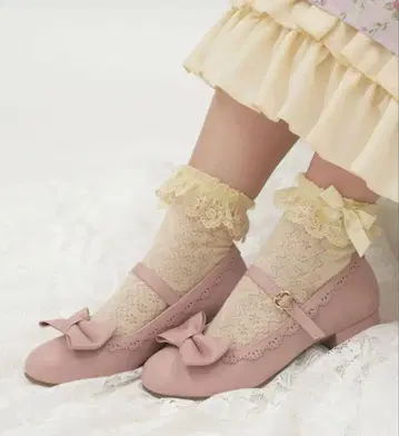 axes femme kawaii 로우힐 리본 펌프스 핑크 23.5