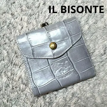 IL BISONTE 일비종떼 3단 폴더형 지갑 천연 가죽 가죽 그레이