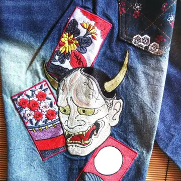 불구대천 일본풍 패턴 데님