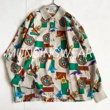 MUNSINGWEAR 골프 프린트 셔츠 M 올 패턴 레트로