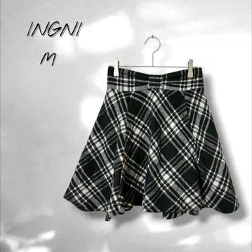 [잉그] 미니 스커트 체크 무늬 캐주얼 걸리시 블랙 M