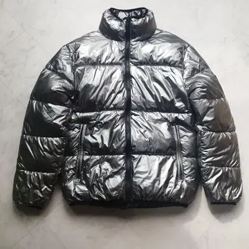컨디션 최상 자라 메탈릭 퍼프 자켓 블루종 패딩 자켓 실버 M