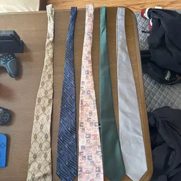 넥타이 5개 세트 베이지 네이비 핑크 그린 실버