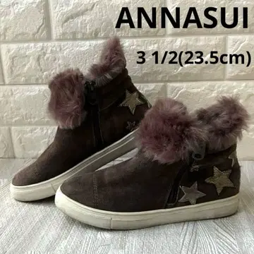 ANNASUI 퍼 숏부츠 스니커즈 밑창 23.5cm
