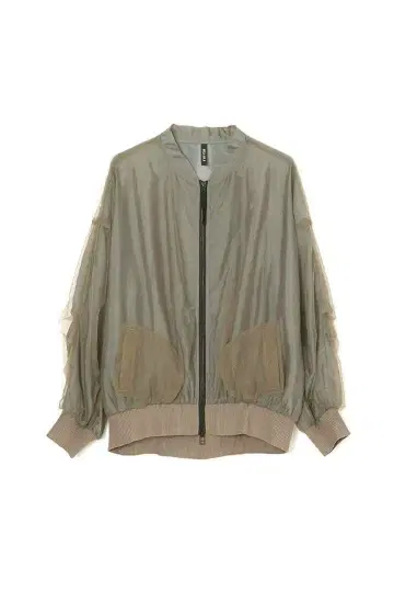 올리브 그린 벌룬 슬리브 자켓