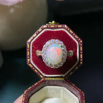 천연 오팔 반지 S925 순은 화려한 고급 디자인
