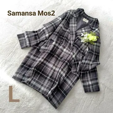 사만사 모스모스 체크 체스터 코트 루즈핏 코쿤 그레이 체크