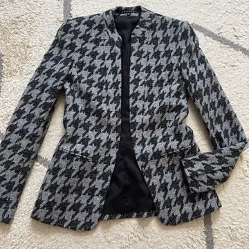 [ 새상품급 ] theory 띠어리 하운드투스 체크 패턴 노카라 자켓