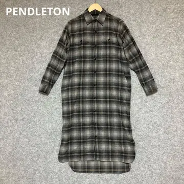 PENDLETON 롱 셔츠 원피스 블랙 그레이 체크
