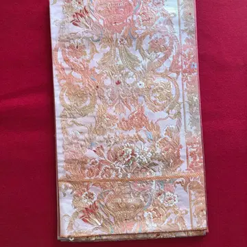 화려한 꽃무늬 후쿠로 오비 핑크 골드