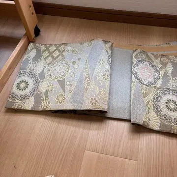 그레이 계열 후쿠로 오비 꽃무늬 자수