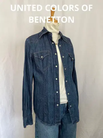 BENETTON 다크 데님 버튼 업 셔츠