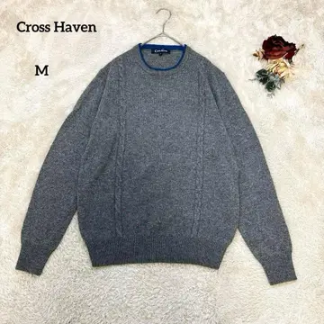 [ 크로스헤븐 ] CrossHaven 니트 스웨터 케이블 짜임 그레이 M