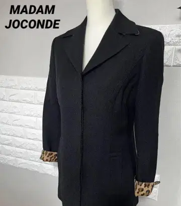 마담 조콘다 코트 울 애니멀 표범 무늬 고급 블랙 여성용 M