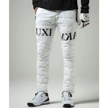 럭스 에이케이엠 플러스 화이트 로고 프린트 충전솜 팬츠