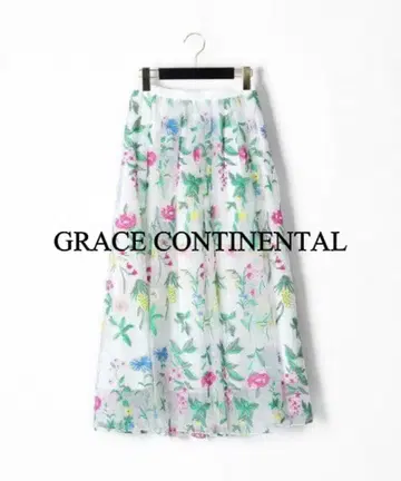 미사용에 가까운 그레이스 콘티넨탈 하의 플라워 자수 샤샤 스커트