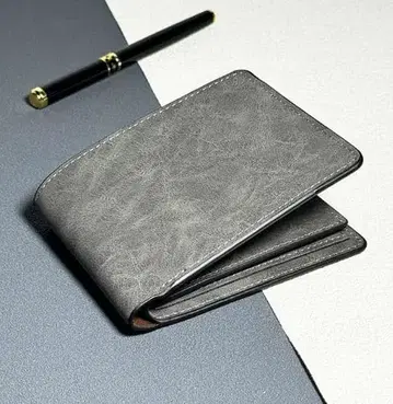 그레이 접이식 지갑 합성 피혁
